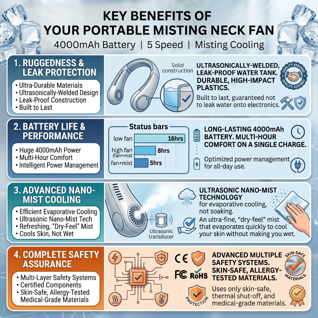 Bladeless Neck Fan | Hands-Free Cooling - Wexbury & Co.
