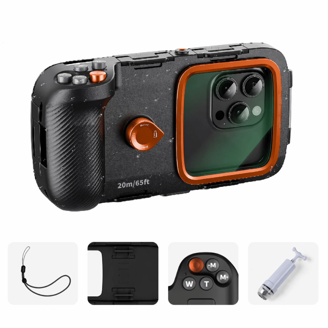 Waterproof Diving Phone Case with Hand Grip & Bluetooth Remote - Happy Amazing
